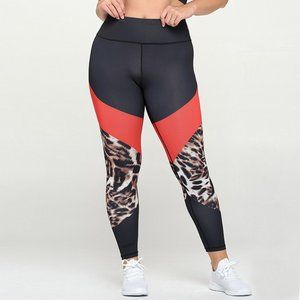 YELETE ACTIVE Colorblock Cheetah Print Leggings, XL